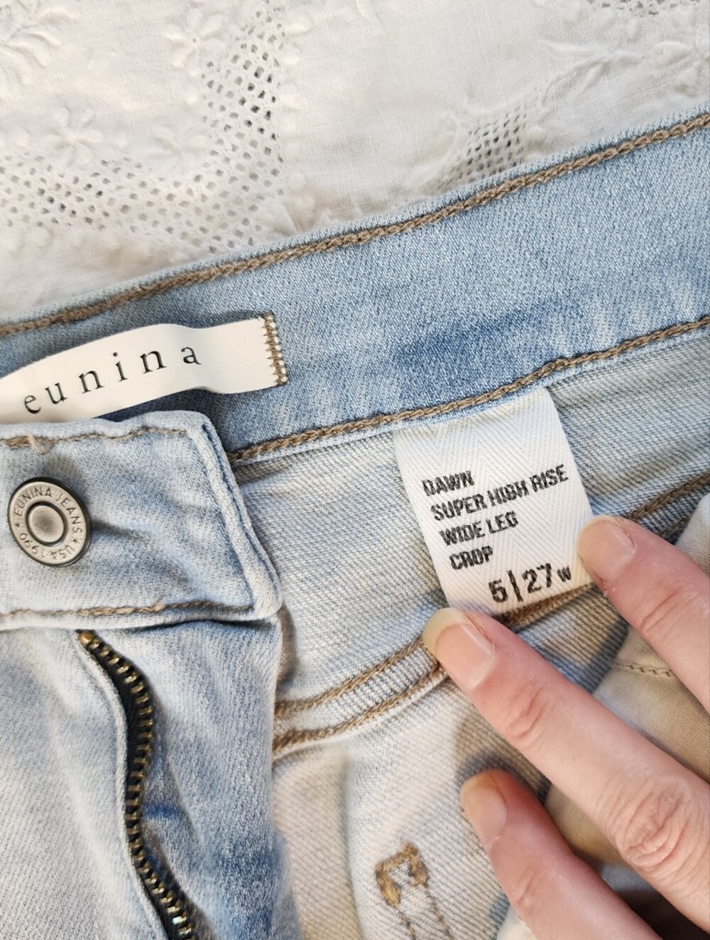 eunina Light Blue Distressed Wide-Leg Jeans - Picture 3 of 4